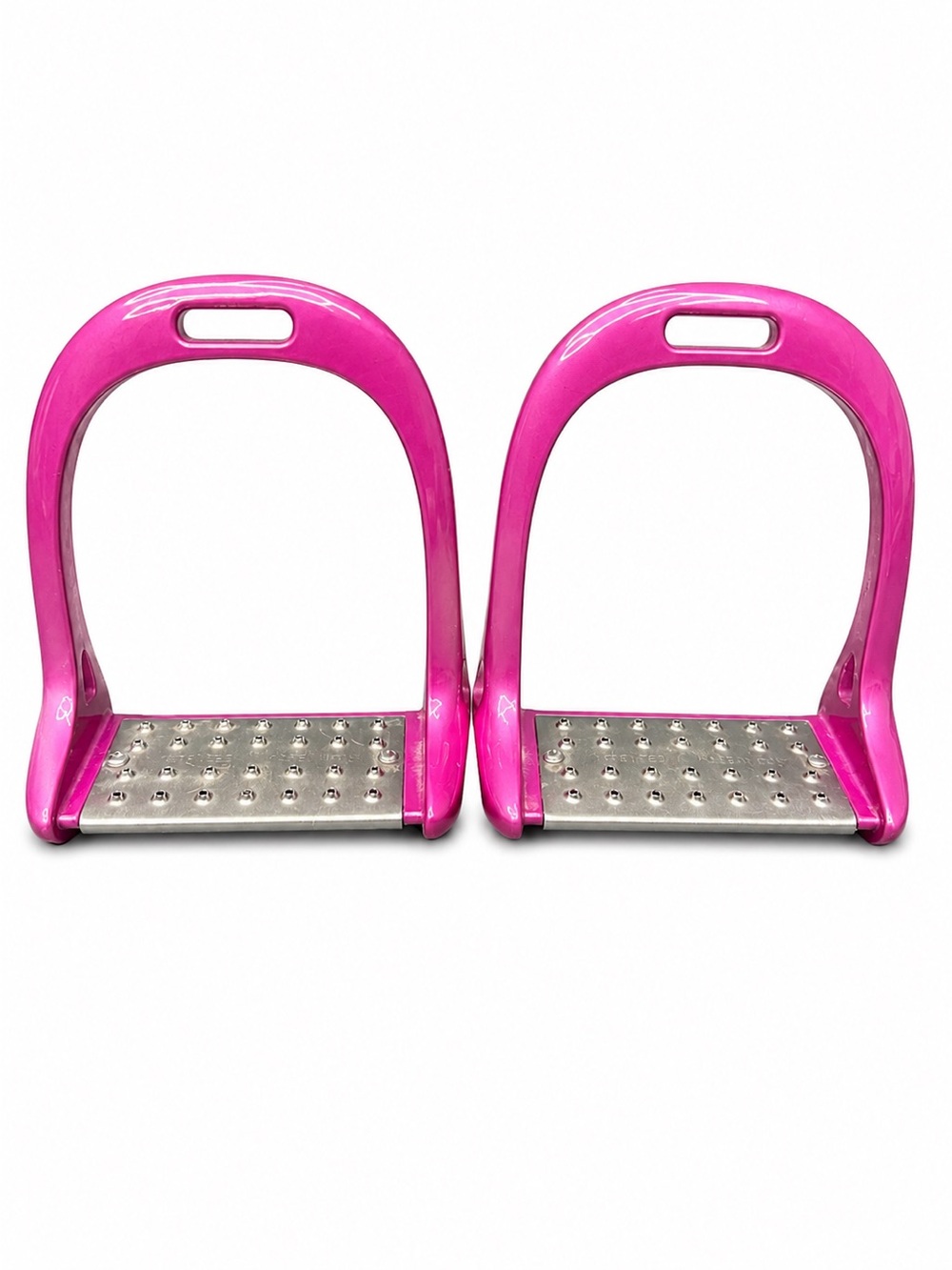 Lorenzini Original Aluminum Horse Stirrups Pink Titanium Footbed - Adult English
